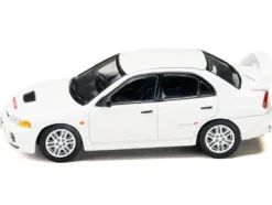 Mitsubishi Lancer RS Evolution IV RHD (Right Hand Drive) "MonStar" White "Initial D" (1995-2013) Manga "Diorama Set Series" 1/64 Diecast Model Car by Hobby Japan