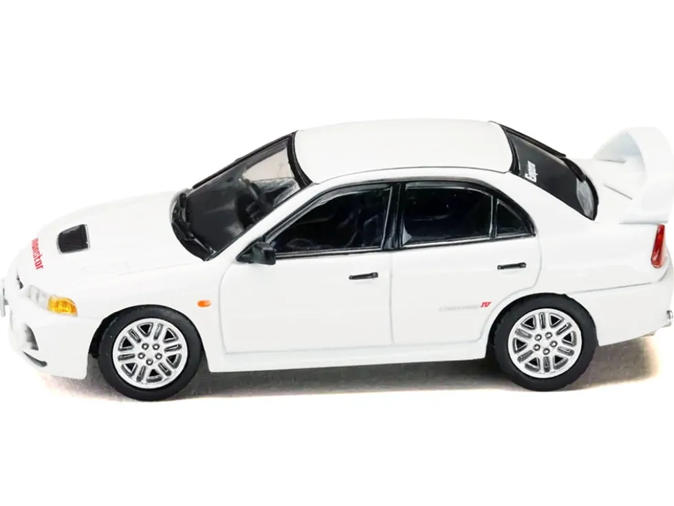 Mitsubishi Lancer RS Evolution IV RHD (Right Hand Drive) "MonStar" White "Initial D" (1995-2013) Manga "Diorama Set Series" 1/64 Diecast Model Car by Hobby Japan