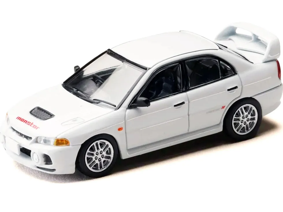 Mitsubishi Lancer RS Evolution IV RHD (Right Hand Drive) "MonStar" White "Initial D" (1995-2013) Manga "Diorama Set Series" 1/64 Diecast Model Car by Hobby Japan