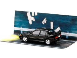 Mitsubishi Lancer RS Evolution III RHD (Right Hand Drive) Black "Initial D" (1995-2013) Manga "Diorama Set Series" 1/64 Diecast Model Car by Hobby Japan