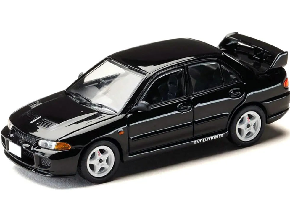 Mitsubishi Lancer RS Evolution III RHD (Right Hand Drive) Black "Initial D" (1995-2013) Manga "Diorama Set Series" 1/64 Diecast Model Car by Hobby Japan