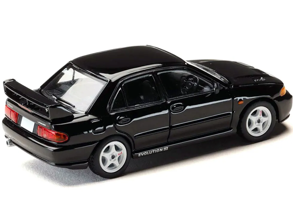 Mitsubishi Lancer RS Evolution III RHD (Right Hand Drive) Black "Initial D" (1995-2013) Manga "Diorama Set Series" 1/64 Diecast Model Car by Hobby Japan