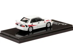 Mitsubishi Lancer RS Evolution III RHD Right Hand Drive Scortia White with Red Rally Stripes 1/64 Diecast Model Car Hobby Japan HJ642010CW