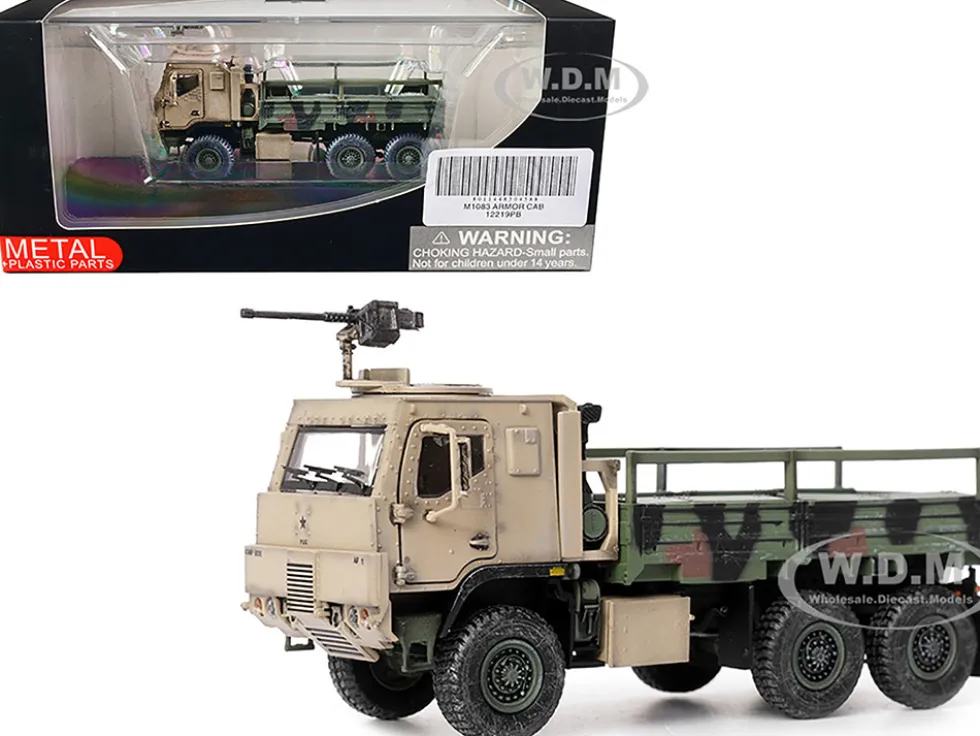 M1083 MTV Medium Tactical Vehicle Armored Cab Cargo Truck with Turret NATO Camouflage US Army Armor Premium Series 1/72 Diecast Model Panzerkampf 12219PB