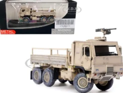 M1083 MTV Medium Tactical Vehicle Armored Cab Cargo Truck with Turret Desert Camouflage US Army Armor Premium Series 1/72 Diecast Model Panzerkampf 12219PA