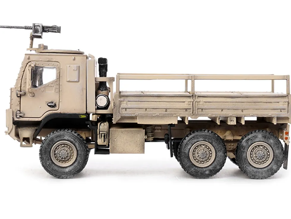 M1083 MTV Medium Tactical Vehicle Armored Cab Cargo Truck with Turret Desert Camouflage US Army Armor Premium Series 1/72 Diecast Model Panzerkampf 12219PA
