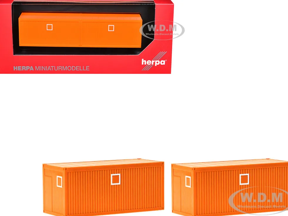 Mobile Offices Orange Set of 2 pieces 1/87 (HO) Plastic Model by Herpa