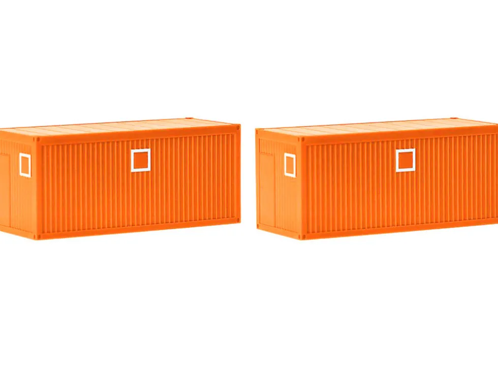 Mobile Offices Orange Set of 2 pieces 1/87 (HO) Plastic Model by Herpa