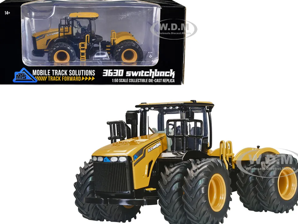 Mobile Track Solutions 3630 Switchback Articulating Tractor with Dual Wheels Yellow 1/50 Diecast Model SpecCast MTS001