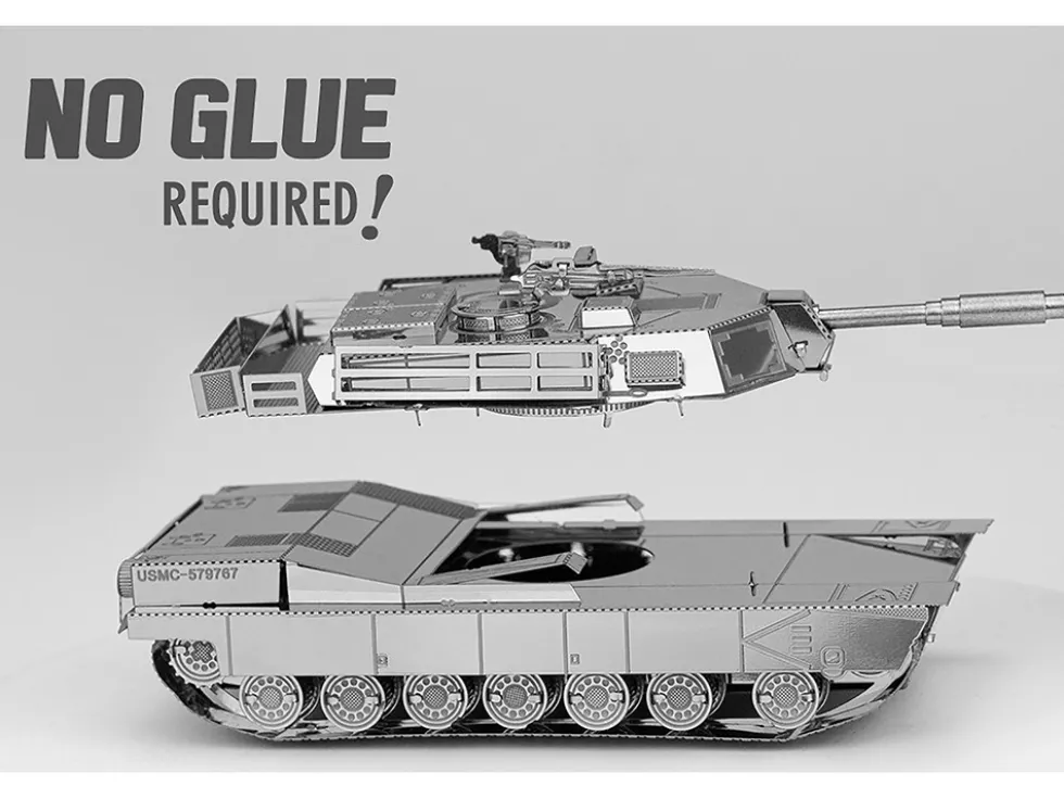 Model Kit American M1 Abrams Tank (Moderate Difficulty) Steel Model by Metal Earth