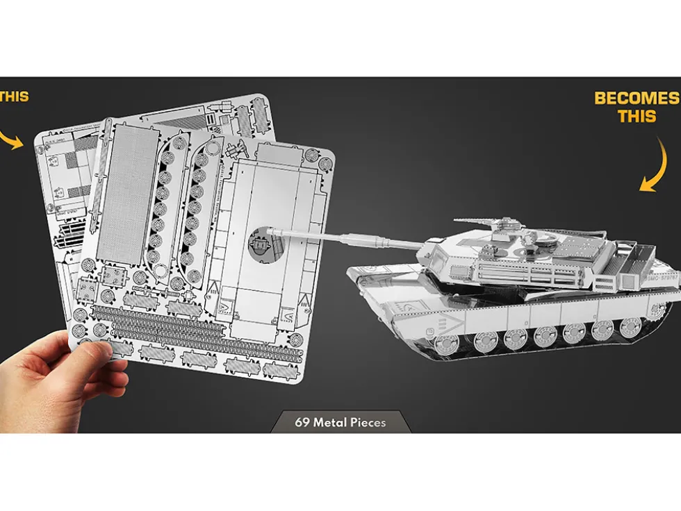 Model Kit American M1 Abrams Tank (Moderate Difficulty) Steel Model by Metal Earth