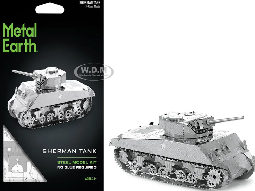 Model Kit American Sherman Tank (Moderate Difficulty) Steel Model by Metal Earth