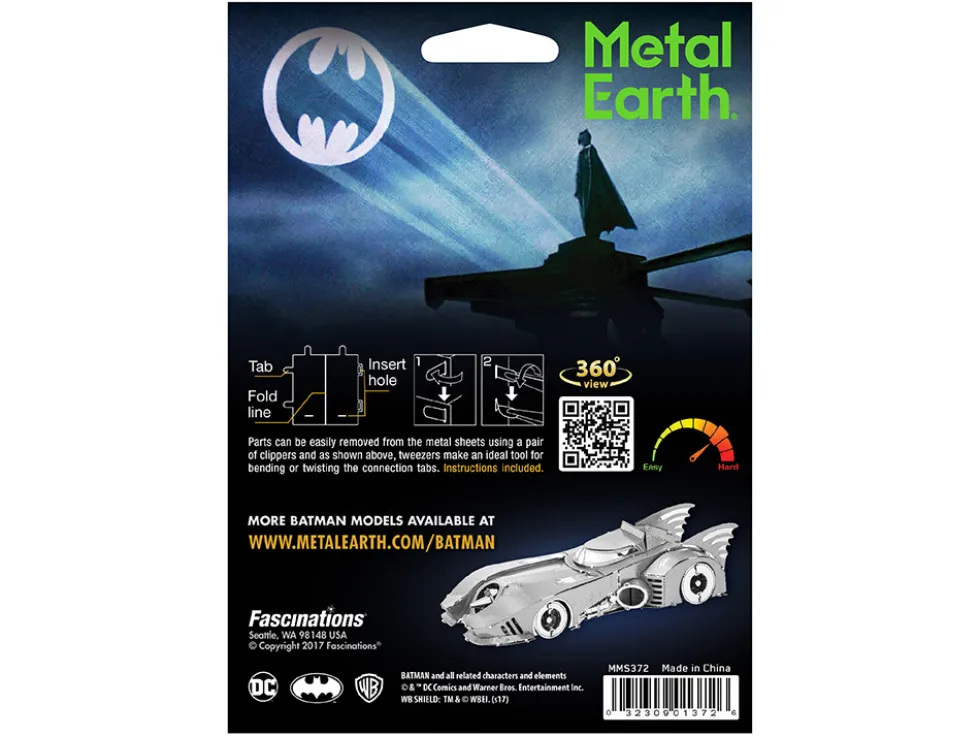 Model Kit 1989 Batmobile "Batman" (1989) Movie (Challenging Difficulty) Steel Model by Metal Earth