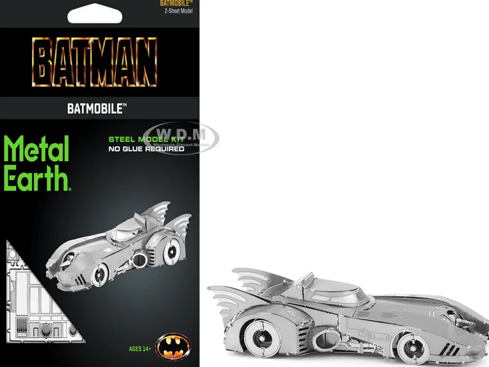 Model Kit 1989 Batmobile "Batman" (1989) Movie (Challenging Difficulty) Steel Model by Metal Earth