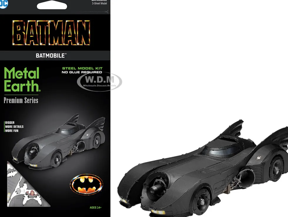 Model Kit 1989 Batmobile Black "Batman" (1989) Movie (Challenging Difficulty) Steel Model by Metal Earth
