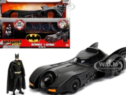 Model Kit Batmobile Matt Black Batman Diecast Figure Batman 1989 Movie Build N' Collect 1/24 Diecast Model Car Jada 30874