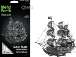 Model Kit Black Pearl Ship Black Version (Moderate Difficulty) Steel Model by Metal Earth