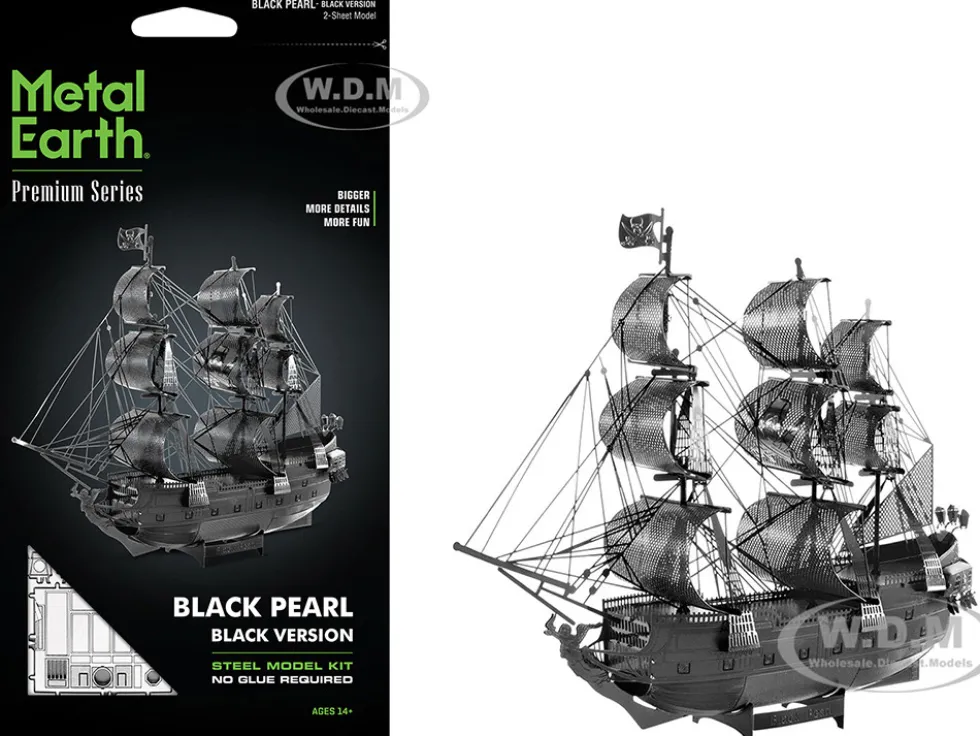 Model Kit Black Pearl Ship Black Version (Moderate Difficulty) Steel Model by Metal Earth