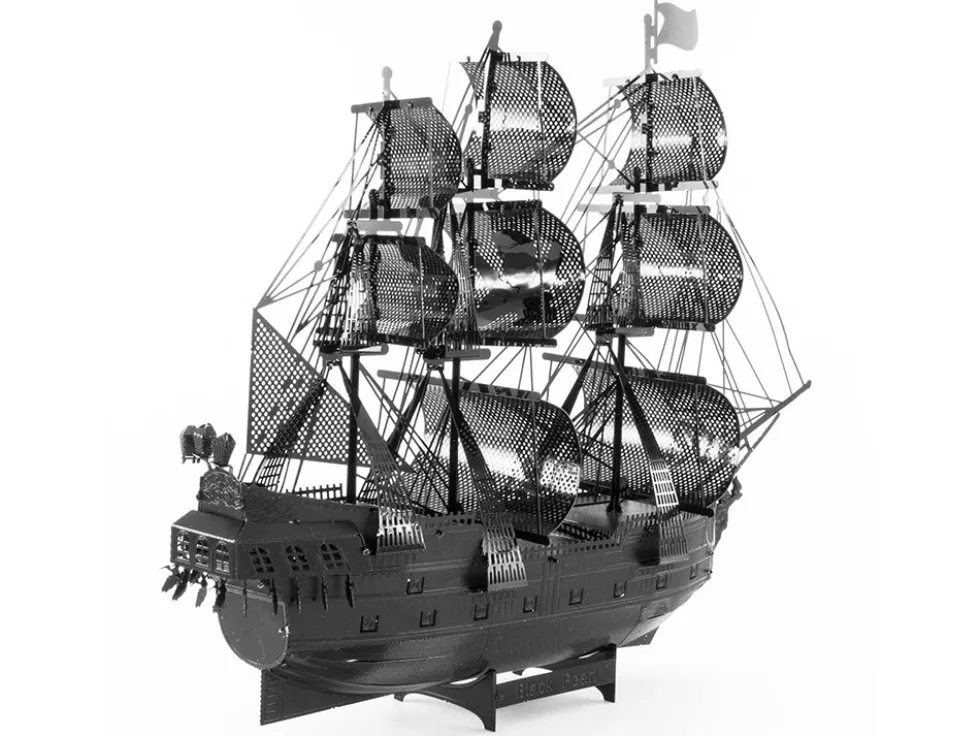 Model Kit Black Pearl Ship Black Version (Moderate Difficulty) Steel Model by Metal Earth