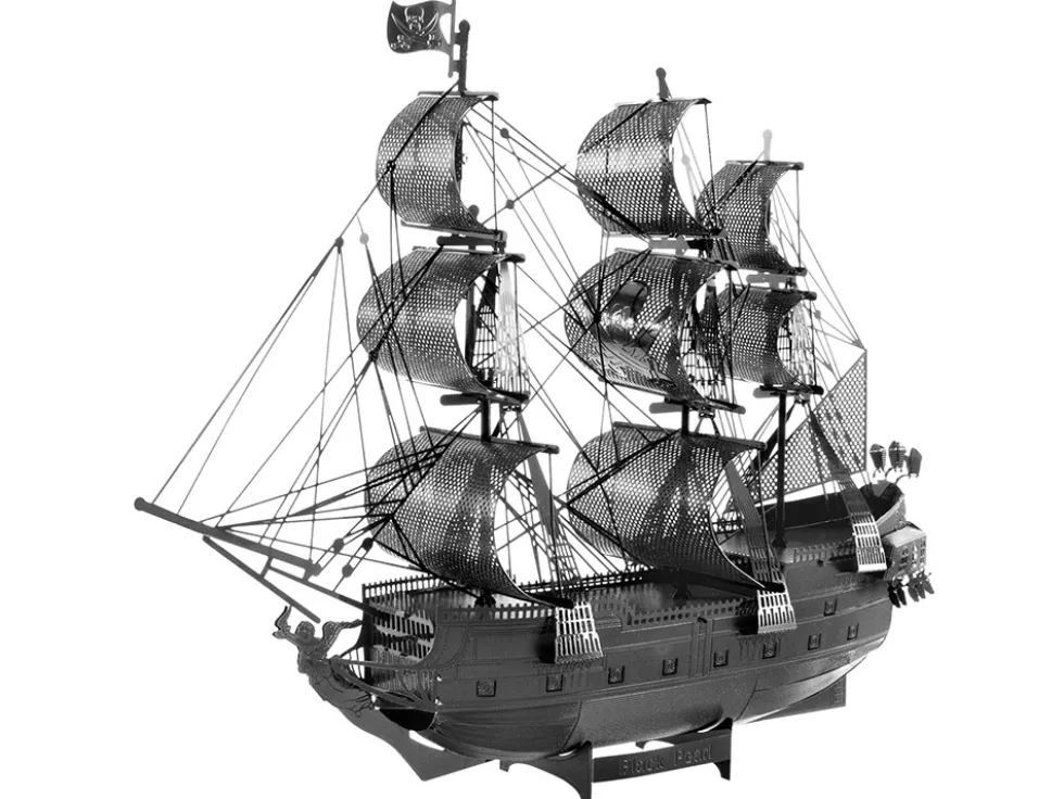 Model Kit Black Pearl Ship Black Version (Moderate Difficulty) Steel Model by Metal Earth