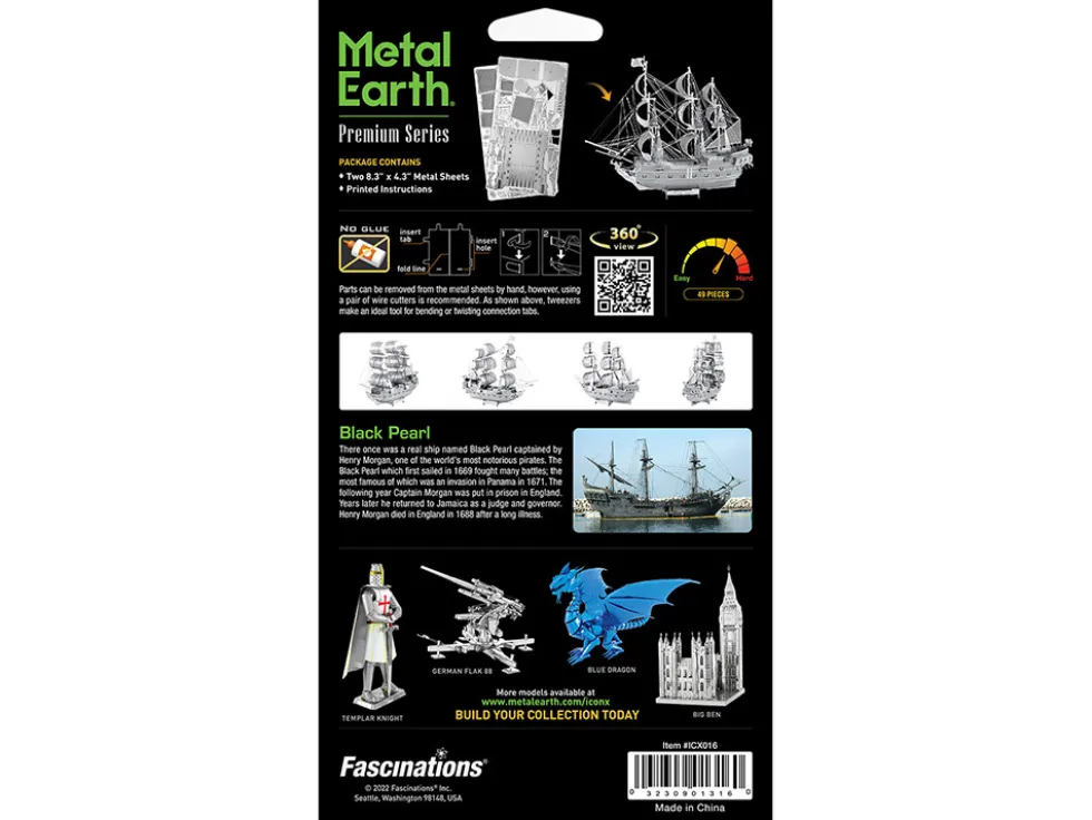 Model Kit Black Pearl Ship (Challenging Difficulty) Steel Model by Metal Earth
