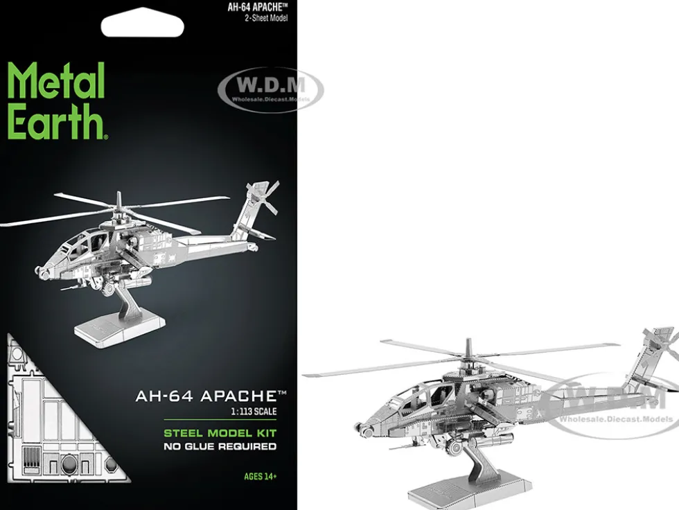 Model Kit Boeing AH-64 Apache Attack Helicopter (Moderate Difficulty) Steel Model by Metal Earth