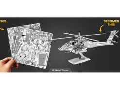 Model Kit Boeing AH-64 Apache Attack Helicopter (Moderate Difficulty) Steel Model by Metal Earth