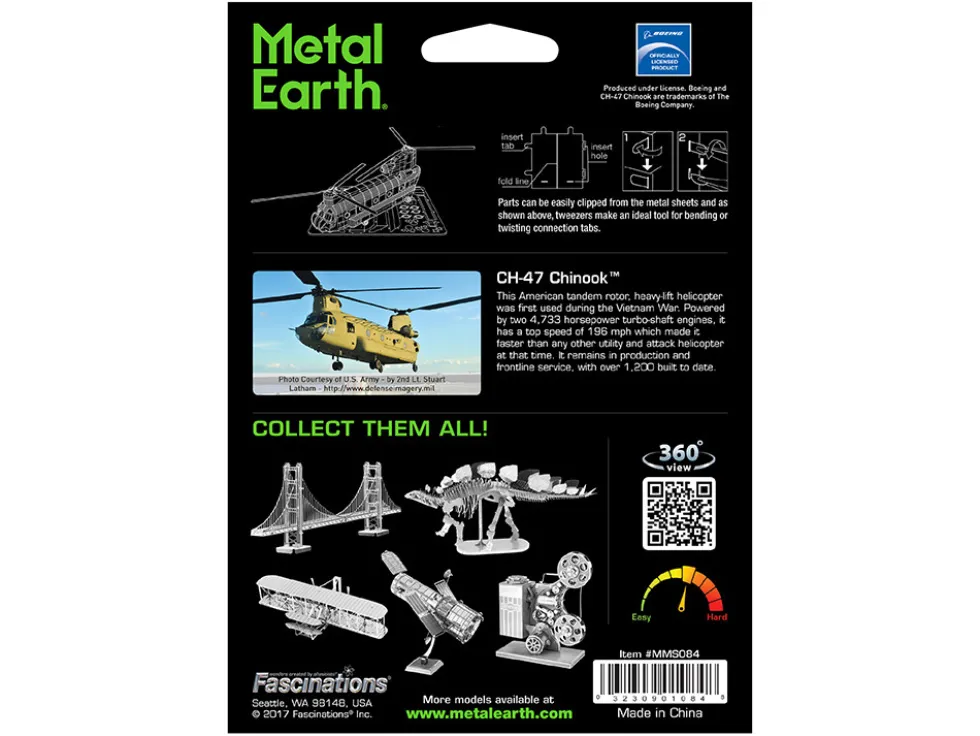 Model Kit Boeing CH-47 Chinook Transport Helicopter (Moderate Difficulty) Steel Model by Metal Earth