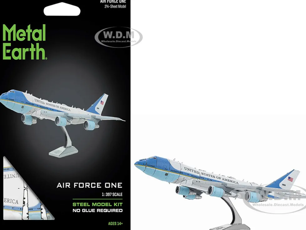 Model Kit Boeing 747 Transport Aircraft "Air Force One Presidential Plane" United States Air Force (Moderate Difficulty) Steel Model by Metal Earth