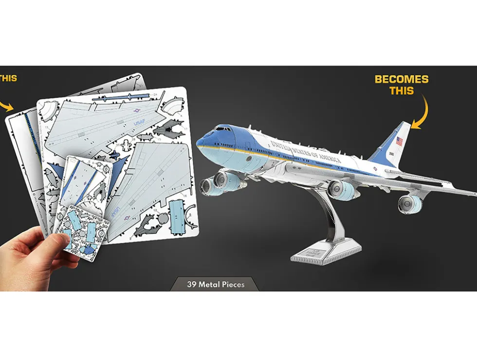 Model Kit Boeing 747 Transport Aircraft "Air Force One Presidential Plane" United States Air Force (Moderate Difficulty) Steel Model by Metal Earth