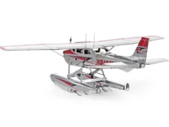 Model Kit Cessna 182 Floatplane White and Red (Moderate Difficulty) Steel Model by Metal Earth