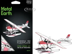 Model Kit Cessna 182 Floatplane White and Red (Moderate Difficulty) Steel Model by Metal Earth