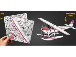 Model Kit Cessna 182 Floatplane White and Red (Moderate Difficulty) Steel Model by Metal Earth