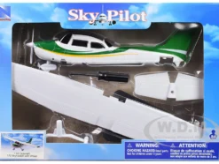 Model Kit Cessna 172 Skyhawk Aircraft White with Green and Yellow Stripes 