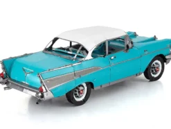 Model Kit 1957 Chevrolet Bel Air Turquoise with White Top (Challenging Difficulty) Steel Model by Metal Earth