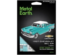 Model Kit 1957 Chevrolet Bel Air Turquoise with White Top (Challenging Difficulty) Steel Model by Metal Earth