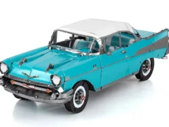 Model Kit 1957 Chevrolet Bel Air Turquoise with White Top (Challenging Difficulty) Steel Model by Metal Earth