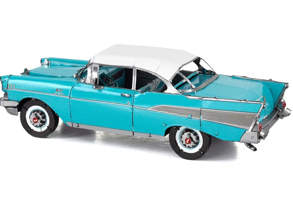 Model Kit 1957 Chevrolet Bel Air Turquoise with White Top (Challenging Difficulty) Steel Model by Metal Earth
