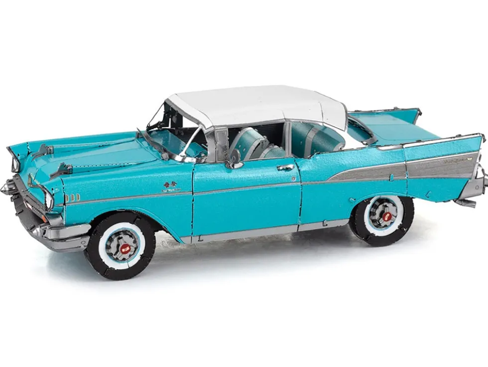 Model Kit 1957 Chevrolet Bel Air Turquoise with White Top (Challenging Difficulty) Steel Model by Metal Earth