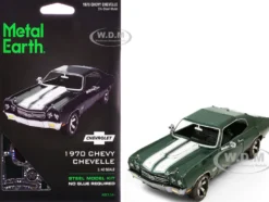 Model Kit 1970 Chevrolet Chevelle SS Green with White Stripes (Challenging Difficulty) Steel Model by Metal Earth