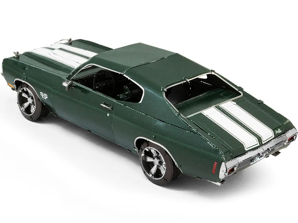 Model Kit 1970 Chevrolet Chevelle SS Green with White Stripes (Challenging Difficulty) Steel Model by Metal Earth