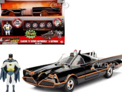 Model Kit Classic Batmobile Black Batman Diecast Figure Batman 1966-1968 TV Series Build N' Collect 1/24 Diecast Model Car Jada 30873