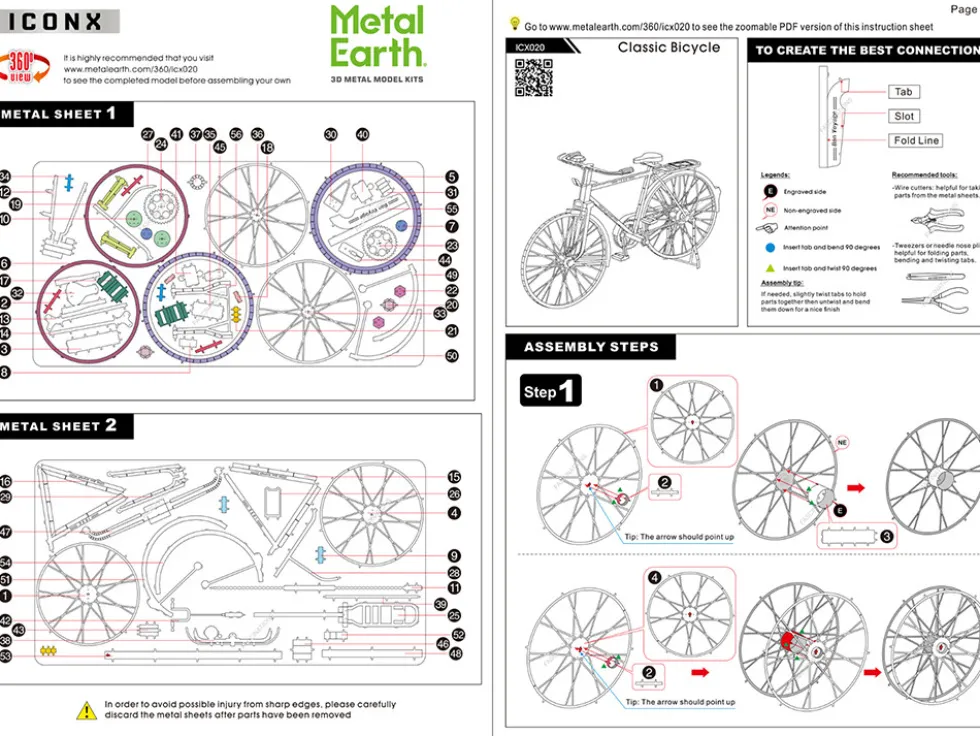 Model Kit Classic Bicycle "Bon Voyage" (Challenging Difficulty) Steel Model by Metal Earth