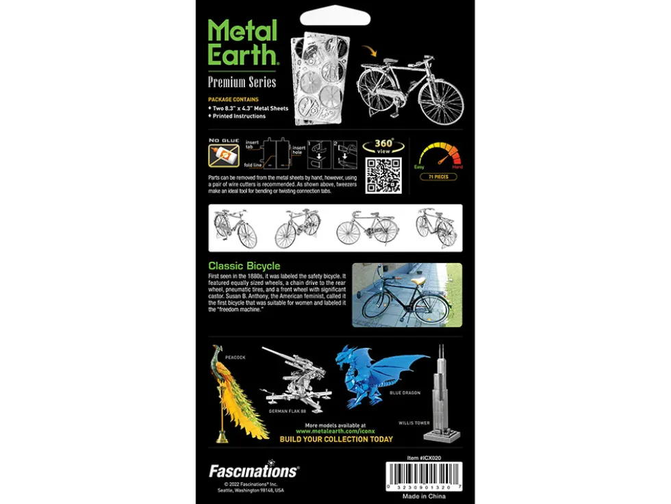 Model Kit Classic Bicycle "Bon Voyage" (Challenging Difficulty) Steel Model by Metal Earth