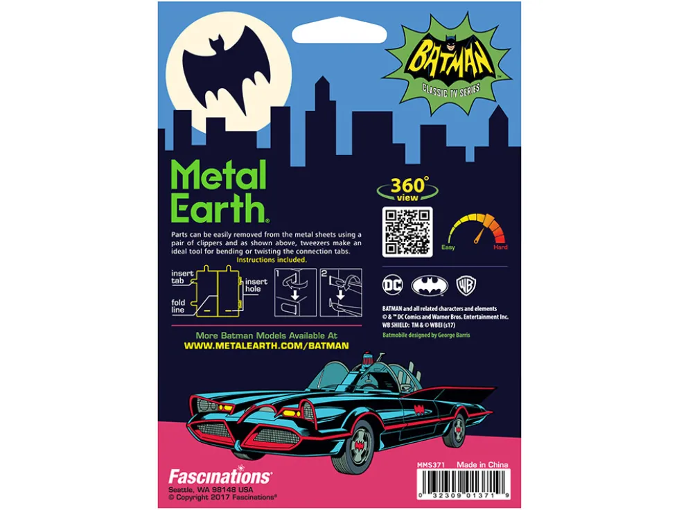 Model Kit 1966 Classic TV Series Batmobile "Batman" (1966) TV Series (Challenging Difficulty) Steel Model by Metal Earth