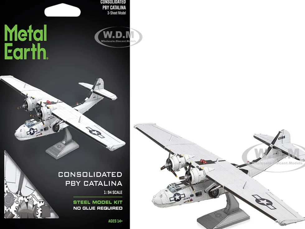 Model Kit Consolidated PBY Catalina Amphibious Aircraft "Miss Pick Up" United States Army Air Forces (Moderate Difficulty) Steel Model by Metal Earth