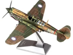 Model Kit Curtiss P-40 Warhawk Fighter-Bomber Aircraft "American Volunteer Group (AVG) Chinese Air Force" (Moderate Difficulty) Steel Model by Metal Earth