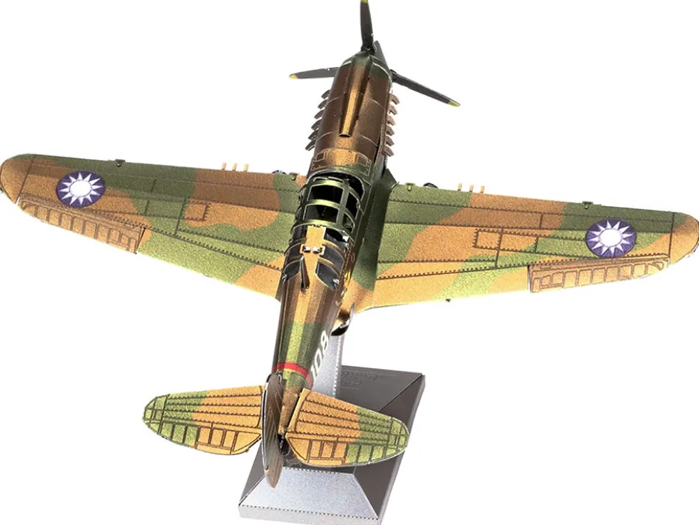 Model Kit Curtiss P-40 Warhawk Fighter-Bomber Aircraft "American Volunteer Group (AVG) Chinese Air Force" (Moderate Difficulty) Steel Model by Metal Earth