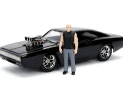 Model Kit Dodge Charger R/T Black and Dom Diecast Figure "Fast & Furious" Movie "Build N' Collect" Series 1/24 Diecast Model Car by Jada