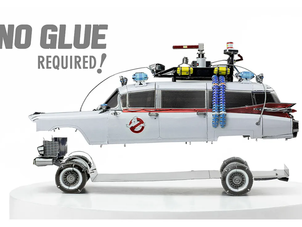 Model Kit Ecto-1 Car White "Ghostbusters" (1984) Movie (Challenging Difficulty) Steel Model by Metal Earth